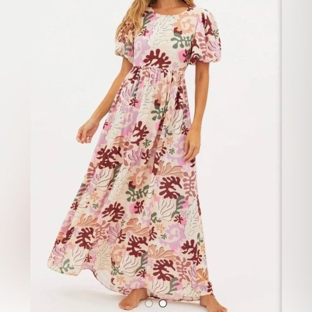 Beach Riot Maxi Linen Weston Dress in Desert Succulent - Size Medium - Picture 2 of 8